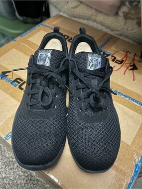 Skechers Wide Fit Slip Resistant Sneakers with Air Cooled Memory Foam